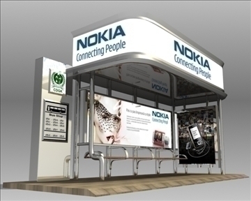 bus stop shelter nokia brand 3d model 3ds max obj 99769