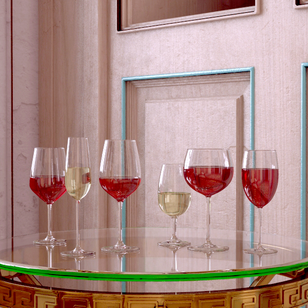 6 wine glass collection 3d model 3ds max fbx obj 145546