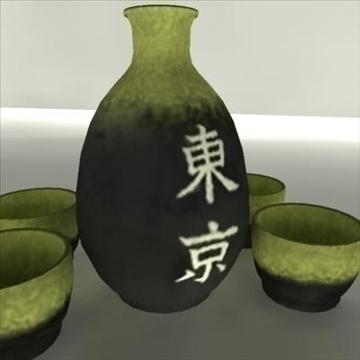 japanese sake set pot and cups 3d model ma mb 81440