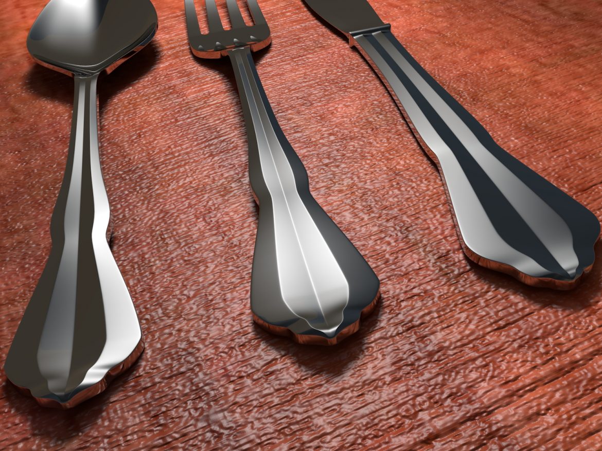 tableware spoon fork knife 3d model blend obj 116254