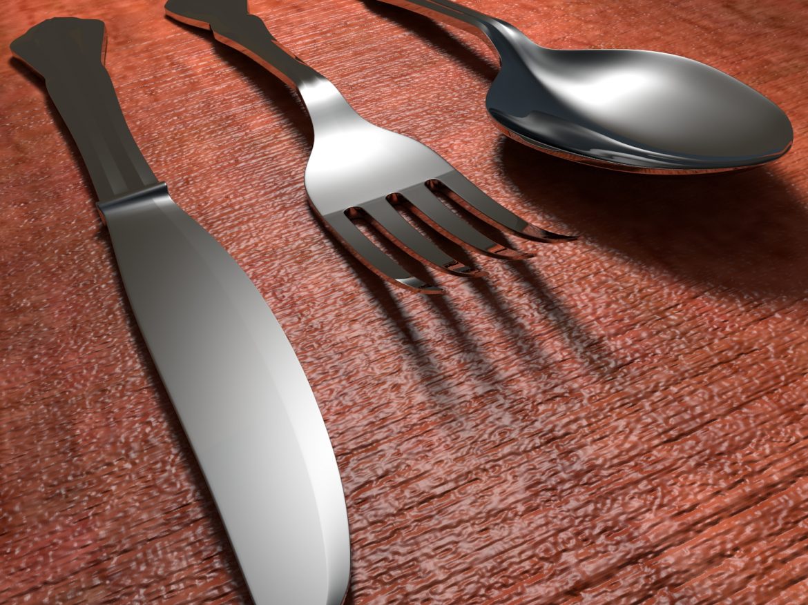 tableware spoon fork knife 3d model blend obj 116255