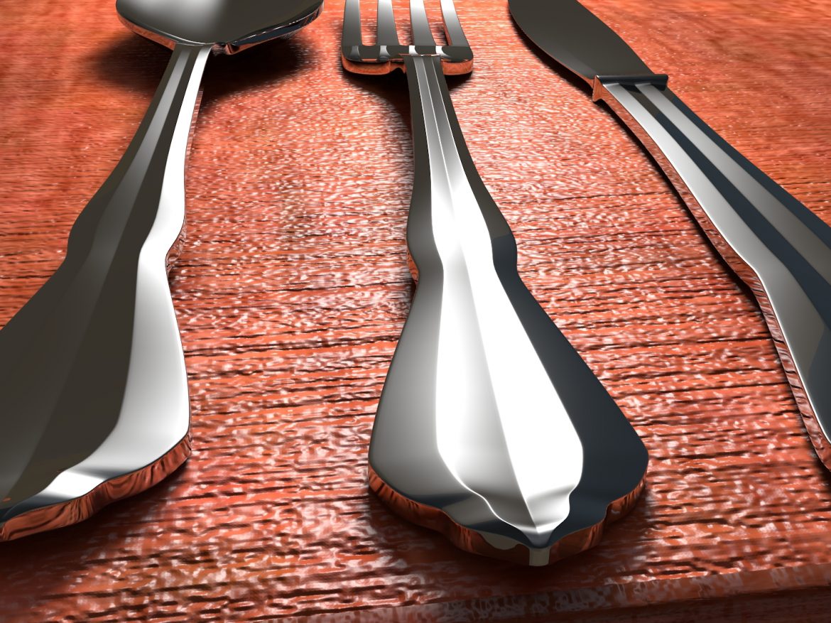 tableware spoon fork knife 3d model blend obj 116256
