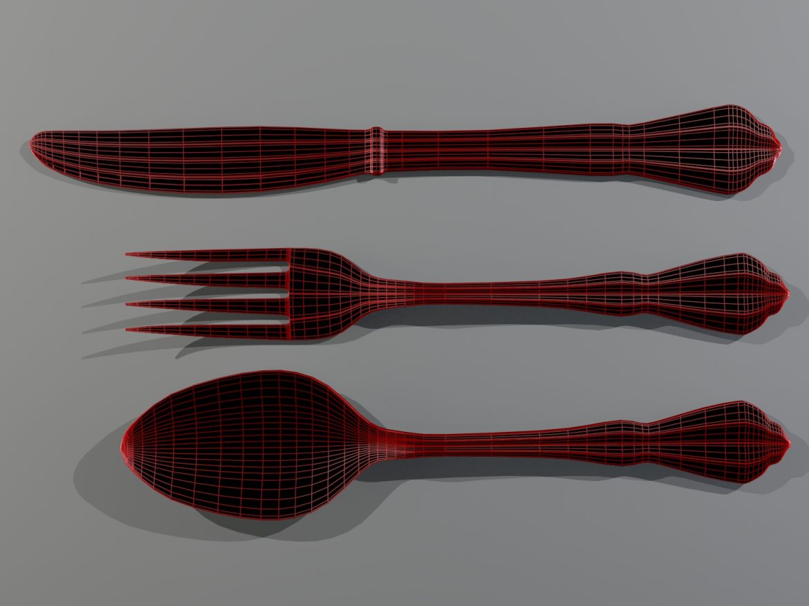 tableware spoon fork knife 3d model blend obj 116260