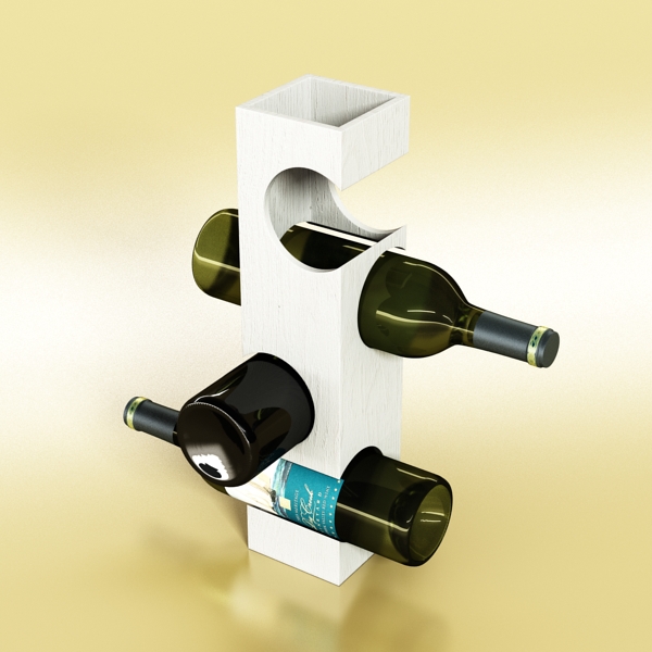 wine rack 6 and 2 wine bottles 3d model 3ds max fbx obj 146296