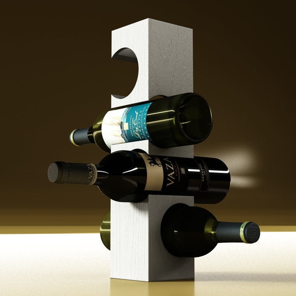 wine rack 6 and 2 wine bottles 3d model 3ds max fbx obj 146298