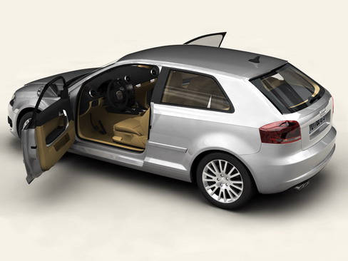 audi a3 3 door 2009 3d model 3ds max lwo obj 113777