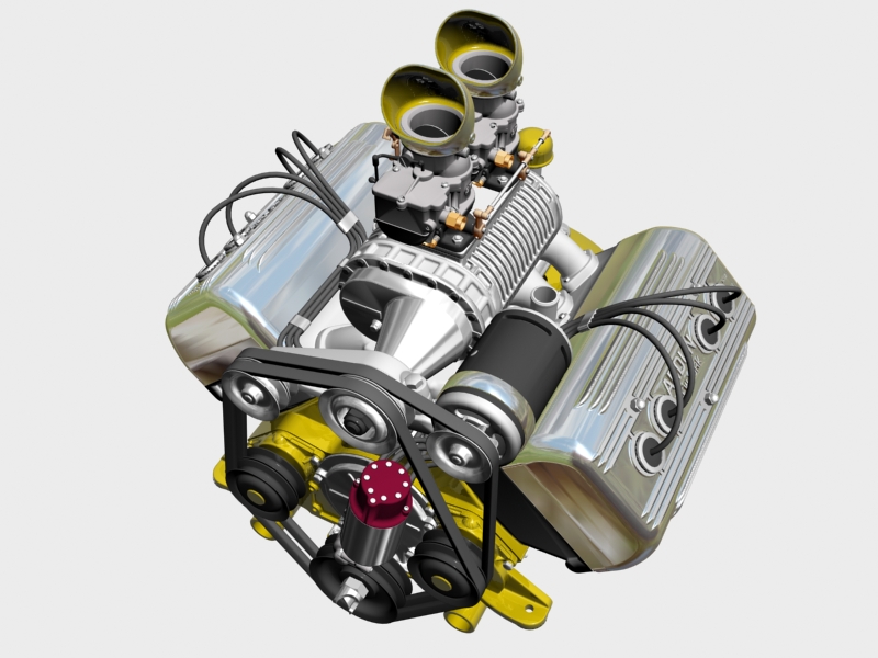 Ardun S Co T Blower V8 Engine 3d Model Flatpyramid