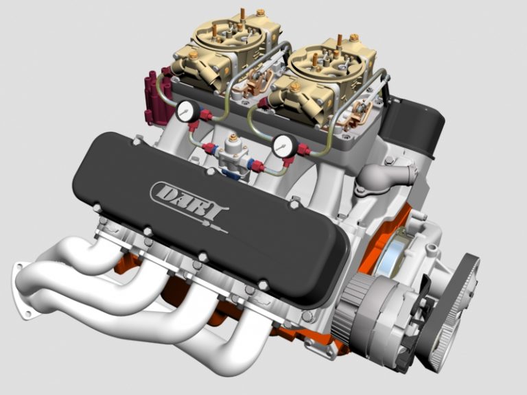 Chevrolet big block tunnel ram v8 engine 3d model flatpyramid