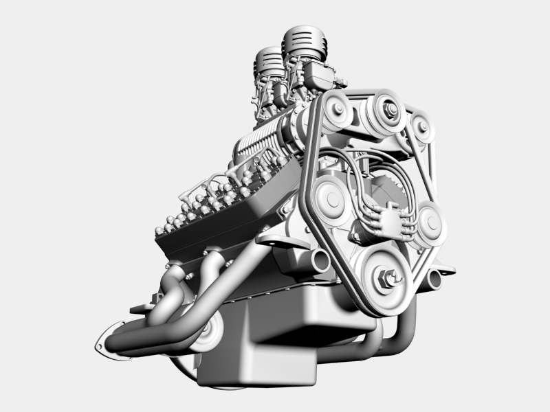 early flathead with s.co.t. blower v8 engine 3d model 3ds 138393