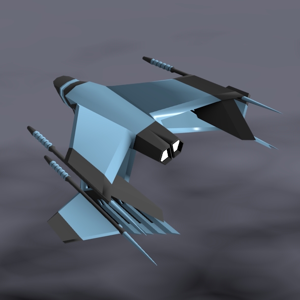 lowpoly space attacker concept 3d model 3ds fbx blend dae lwo obj 164451