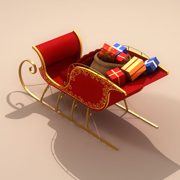 Santa Claus Sleigh 3D Model FlatPyramid