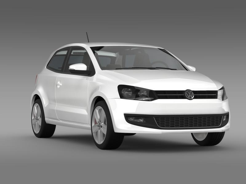 volkswagen polo 3d 2009-2013 3d model 3ds max fbx c4d lwo ma mb hrc xsi obj 161119