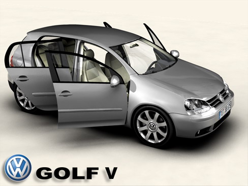 vw golf v 3d model 3ds max c4d obj 158779