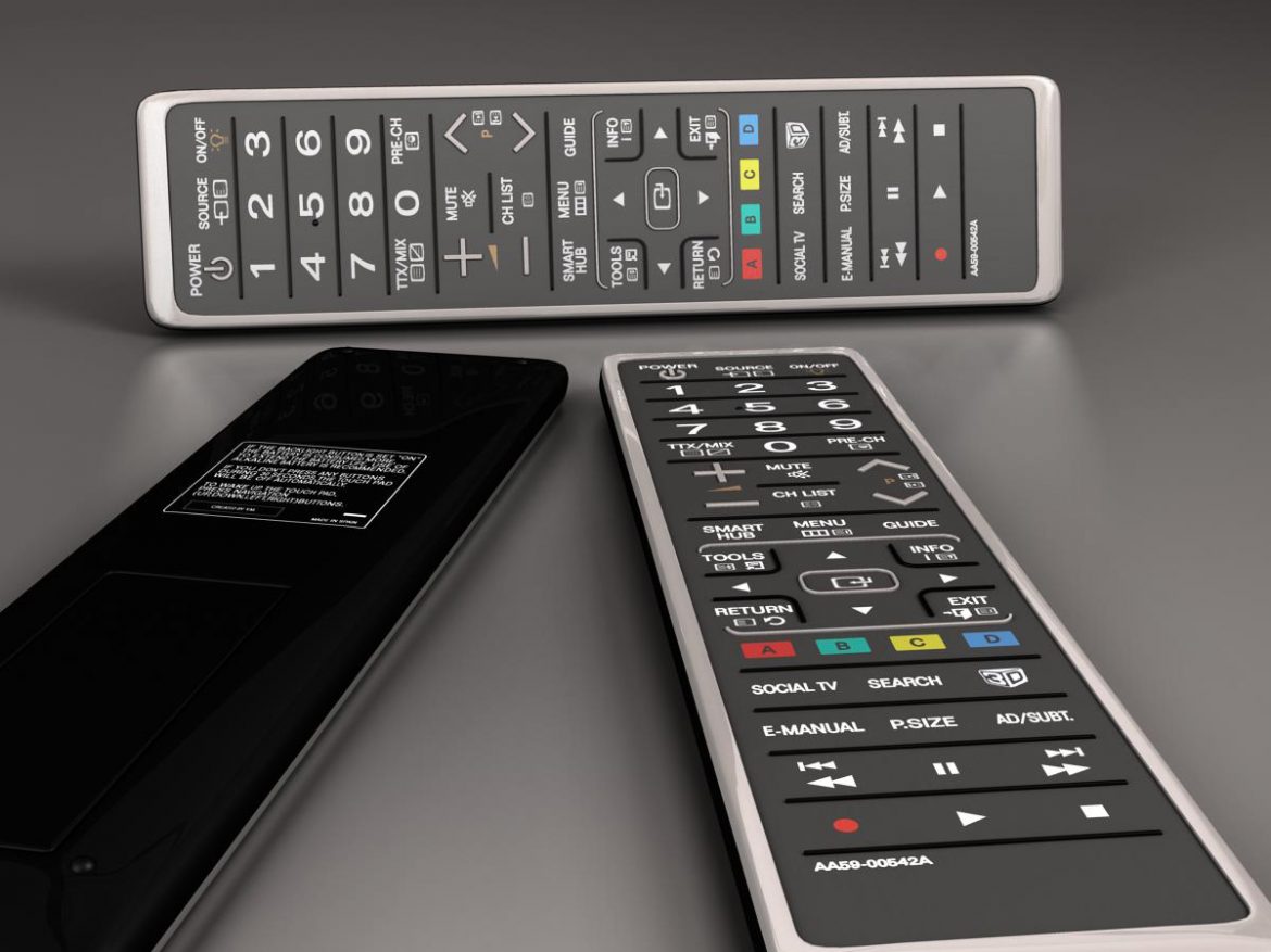 tv remote control 3d model 3ds max fbx ma mb obj 158389