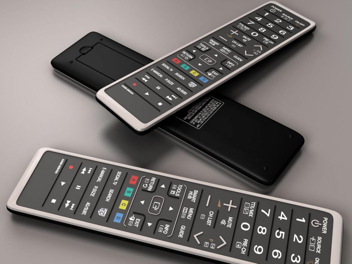 tv remote control 3d model 3ds max fbx ma mb obj 158393