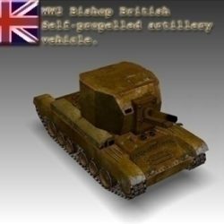 ww2 bishop british artillery vehicle. 3d model 3ds max x lwo ma mb obj 101625