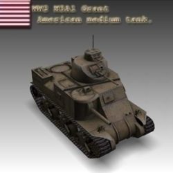 ww2 m3a1 grant american medium tank. 3d model 3ds max x lwo ma mb obj 101576