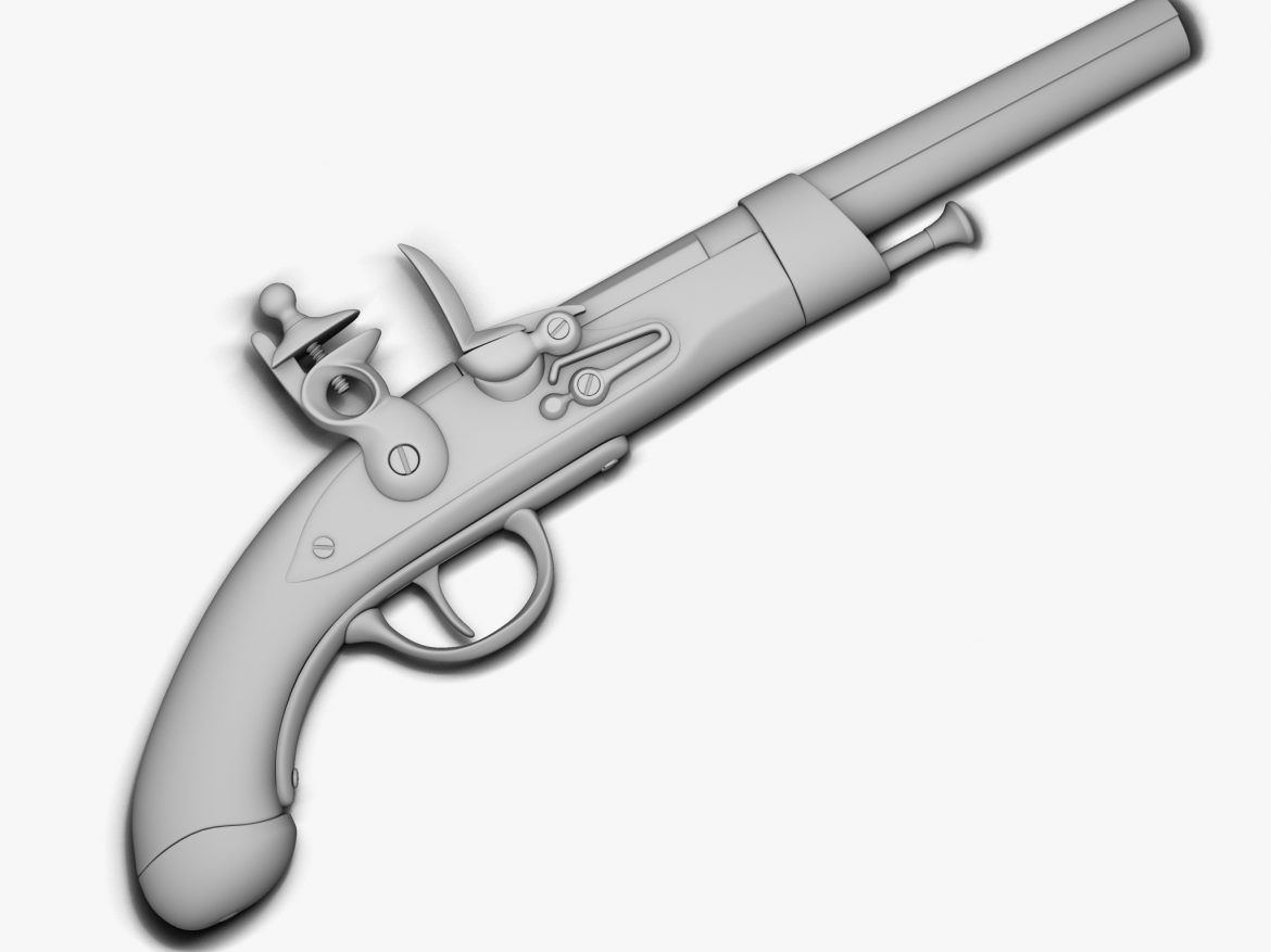 antique gun pistol flintlock weapon arm old 3d model 3ds max fbx c4d ma mb tga targa icb vda vst pix obj 119936