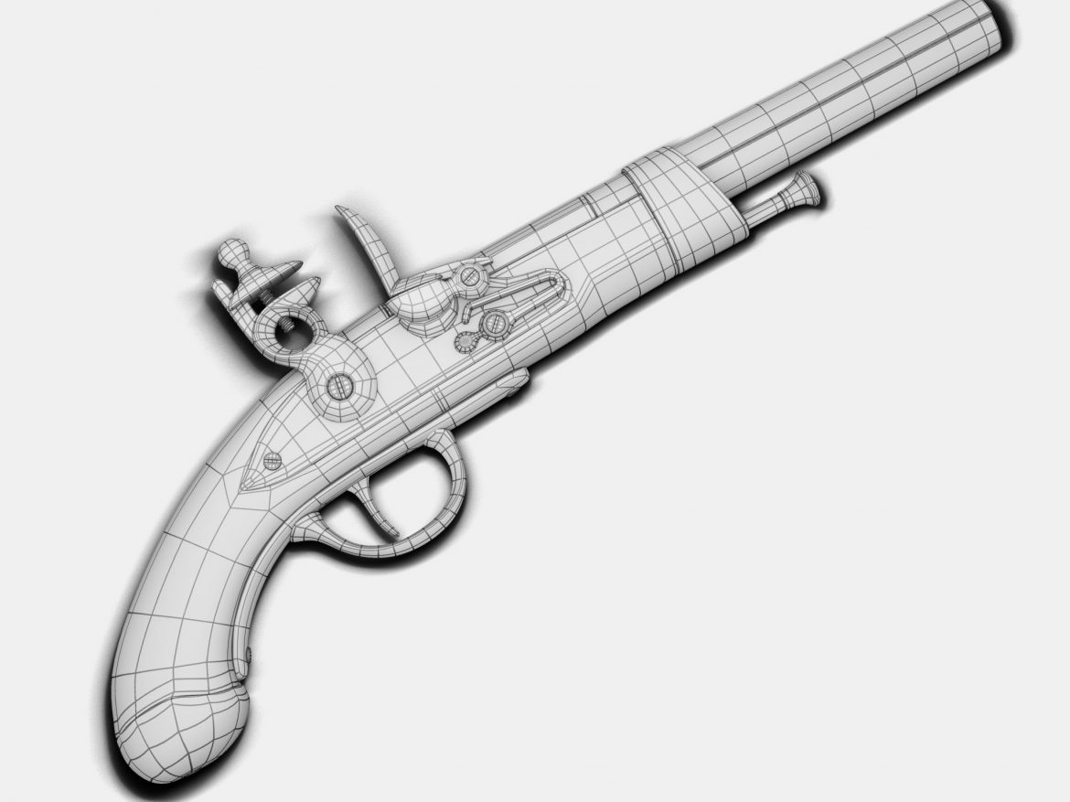 antique gun pistol flintlock weapon arm old 3d model 3ds max fbx c4d ma mb tga targa icb vda vst pix obj 119937