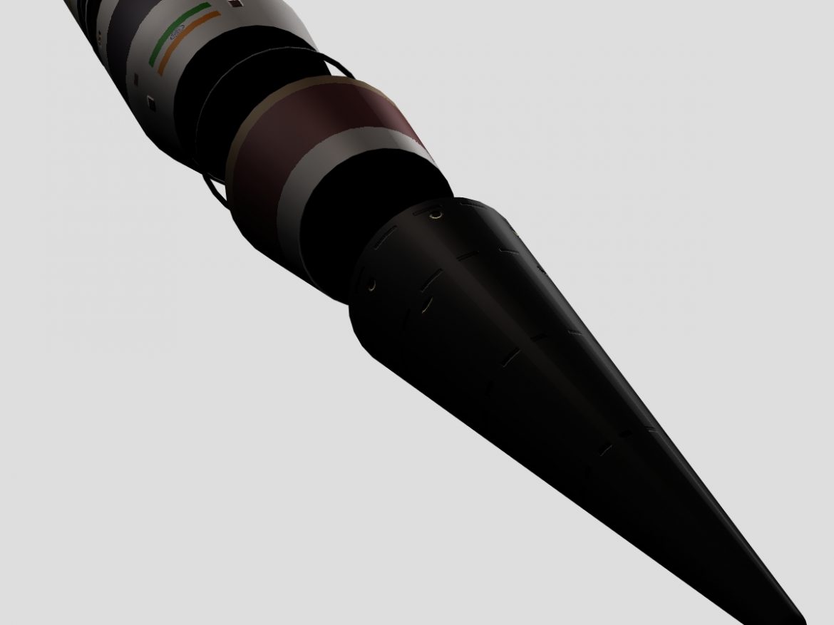 drdo agni-5-01 test missile 3d model 3ds dxf cob x other obj 136273