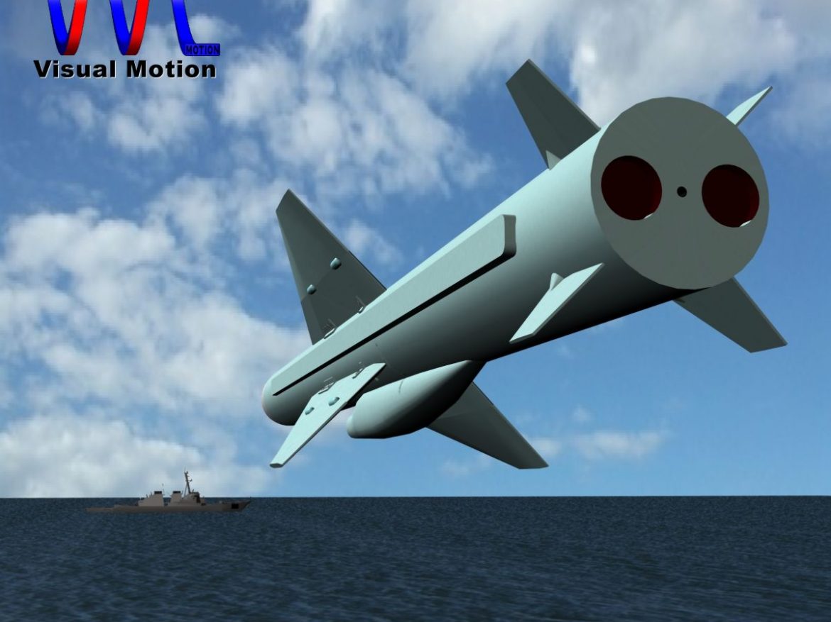 iranian noor cruise missile 3d model 3ds dxf x cod scn obj 149364